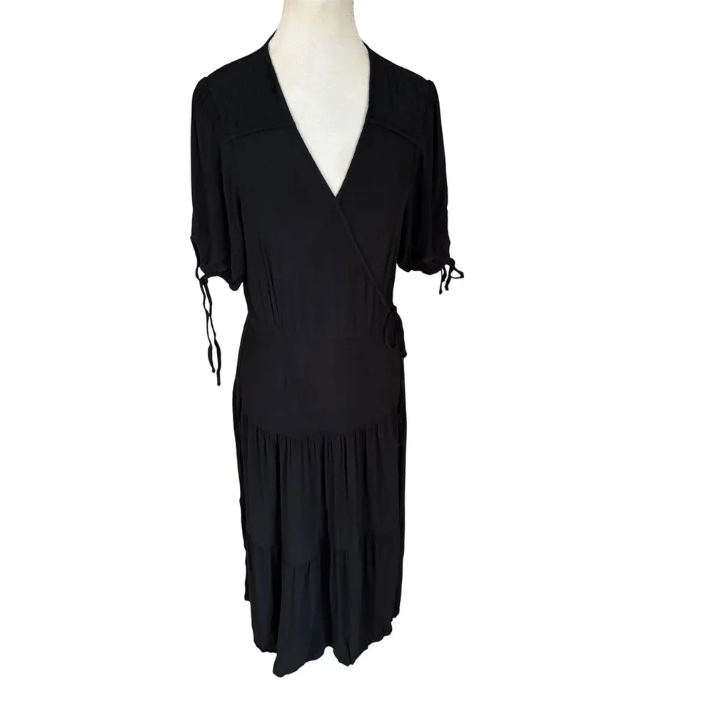CHRISTY DAWN Black Augusta Wrap
Midi Dress Size Large - Picture 3 of 11
